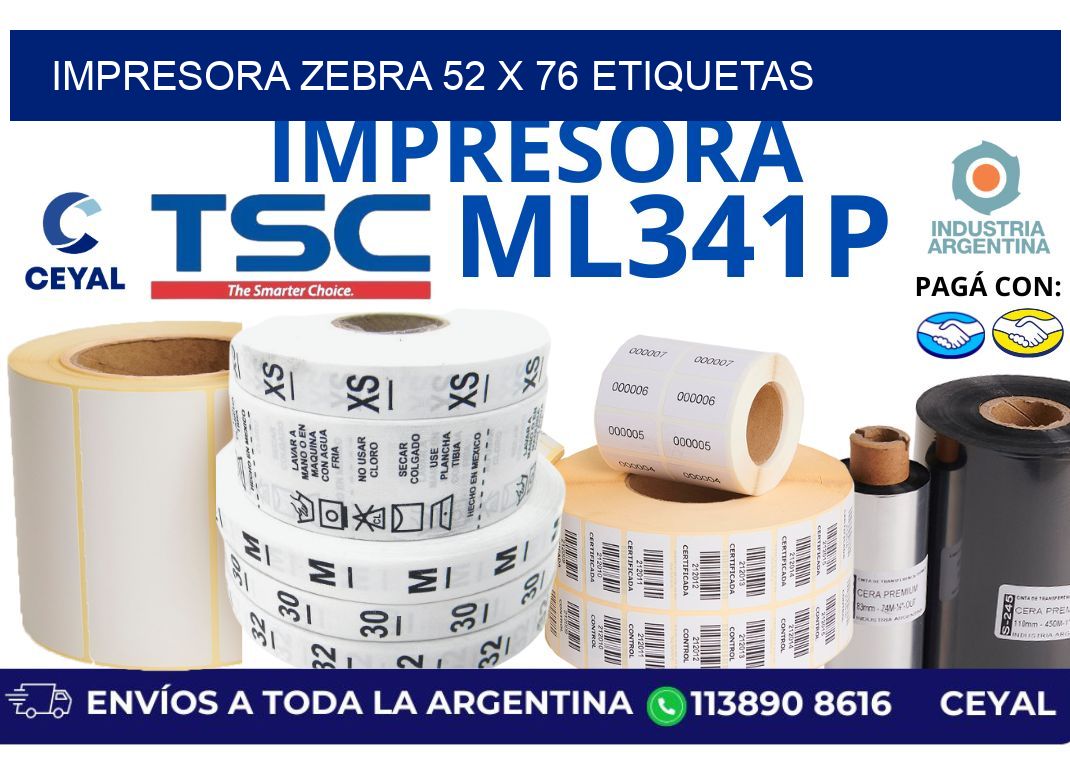 impresora zebra 52 x 76 etiquetas