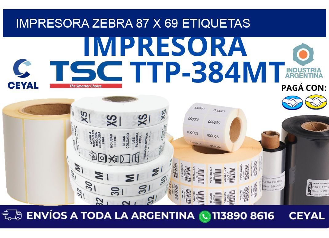 impresora zebra 87 x 69 etiquetas