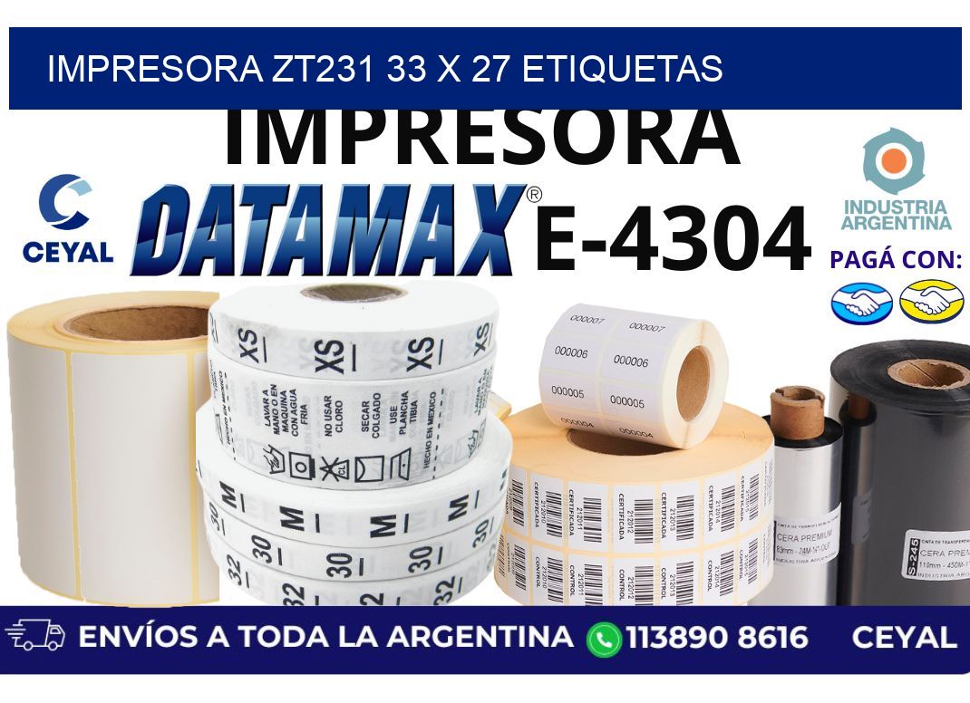 impresora zt231 33 x 27 etiquetas