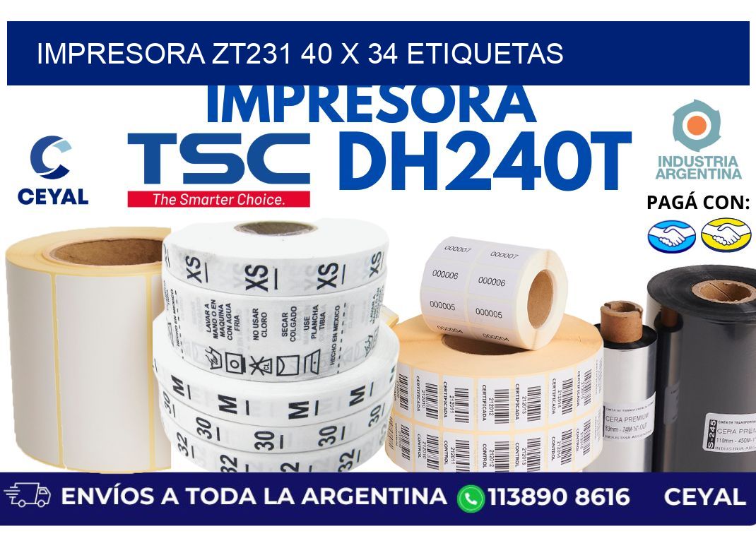 impresora zt231 40 x 34 etiquetas