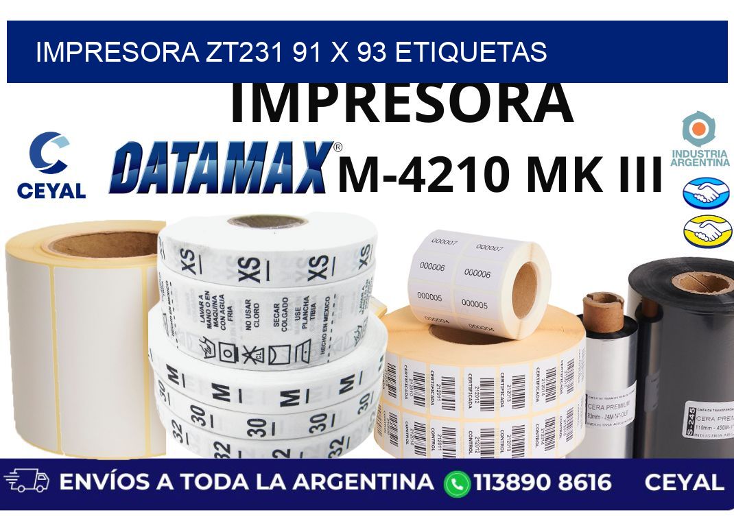 impresora zt231 91 x 93 etiquetas