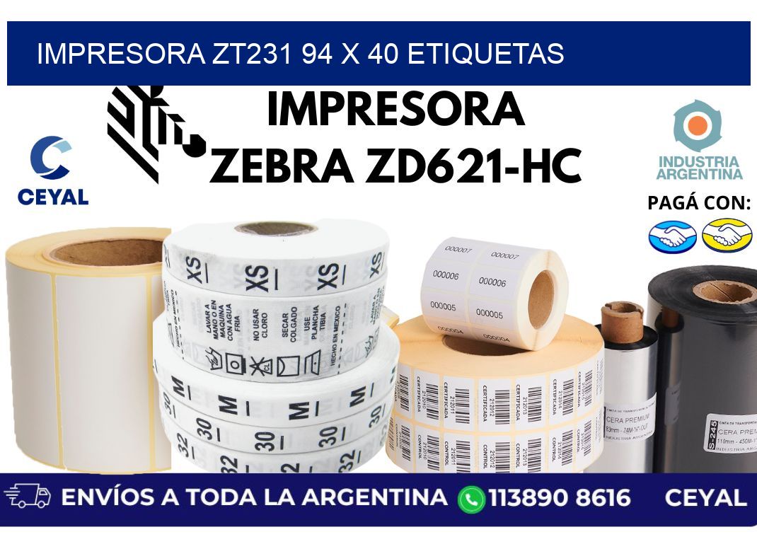 impresora zt231 94 x 40 etiquetas