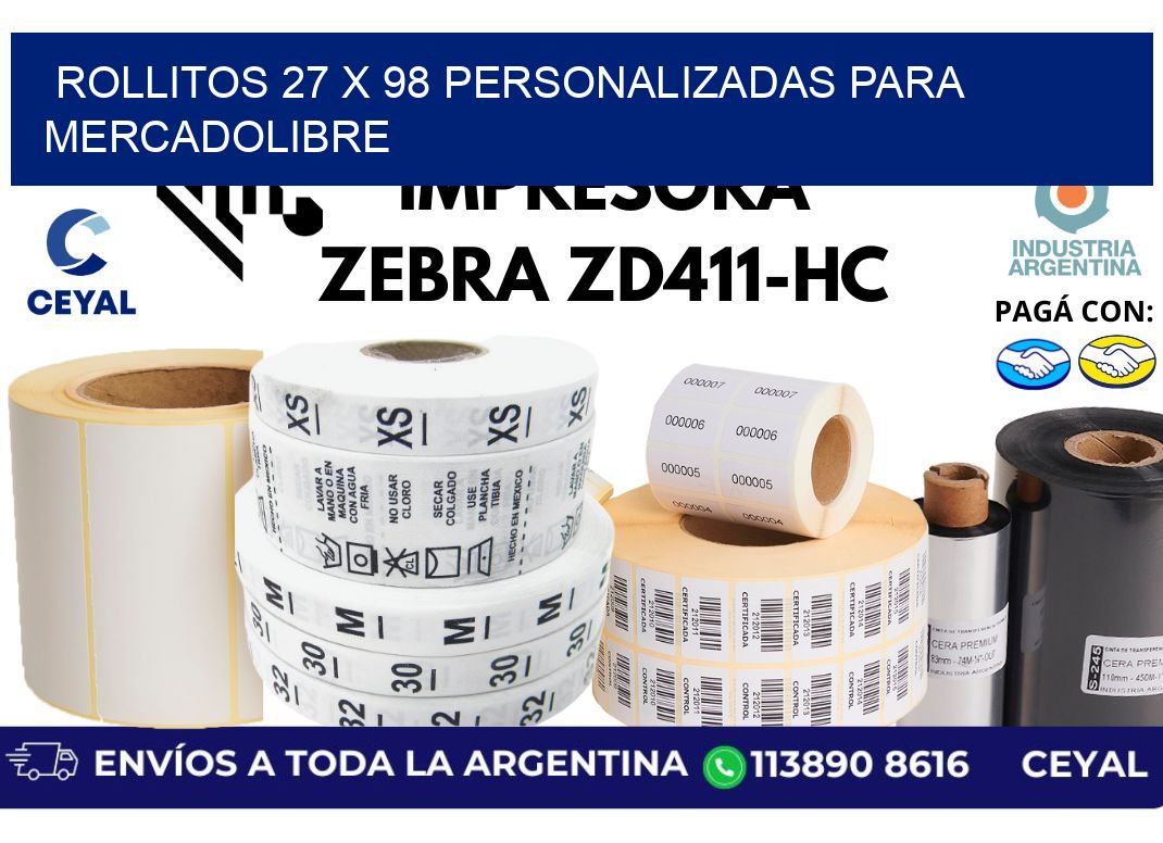 rollitos 27 x 98 personalizadas para mercadolibre
