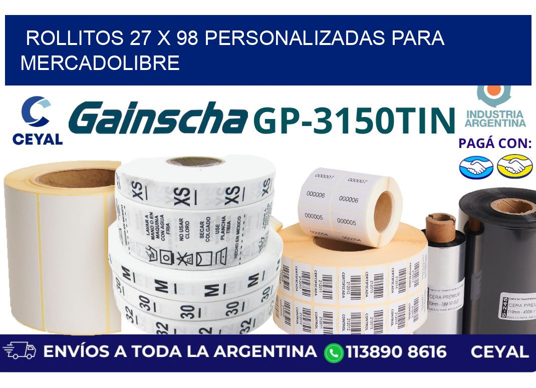 rollitos 27 x 98 personalizadas para mercadolibre