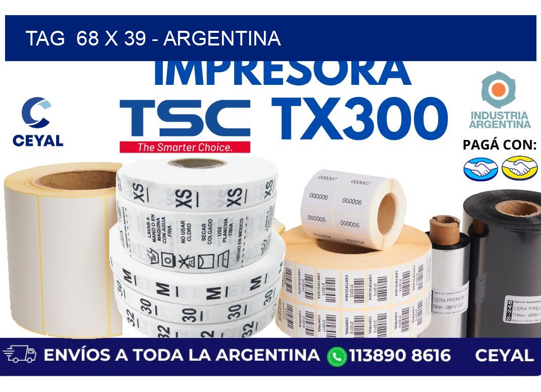 tag  68 x 39 - Argentina