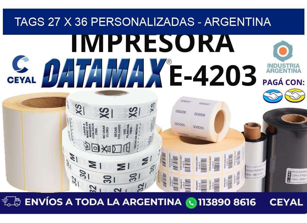 tags 27 x 36 personalizadas - Argentina