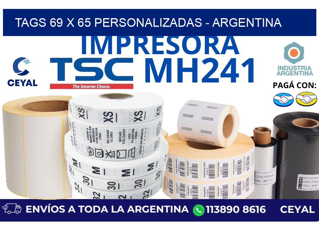 tags 69 x 65 personalizadas - Argentina