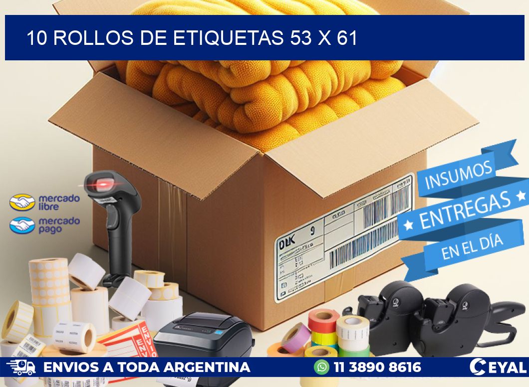 10 ROLLOS DE ETIQUETAS 53 x 61