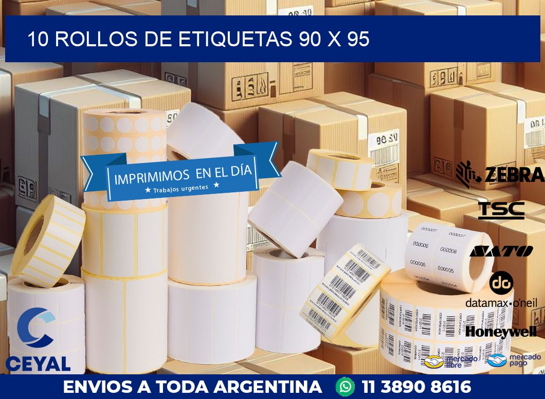 10 ROLLOS DE ETIQUETAS 90 x 95