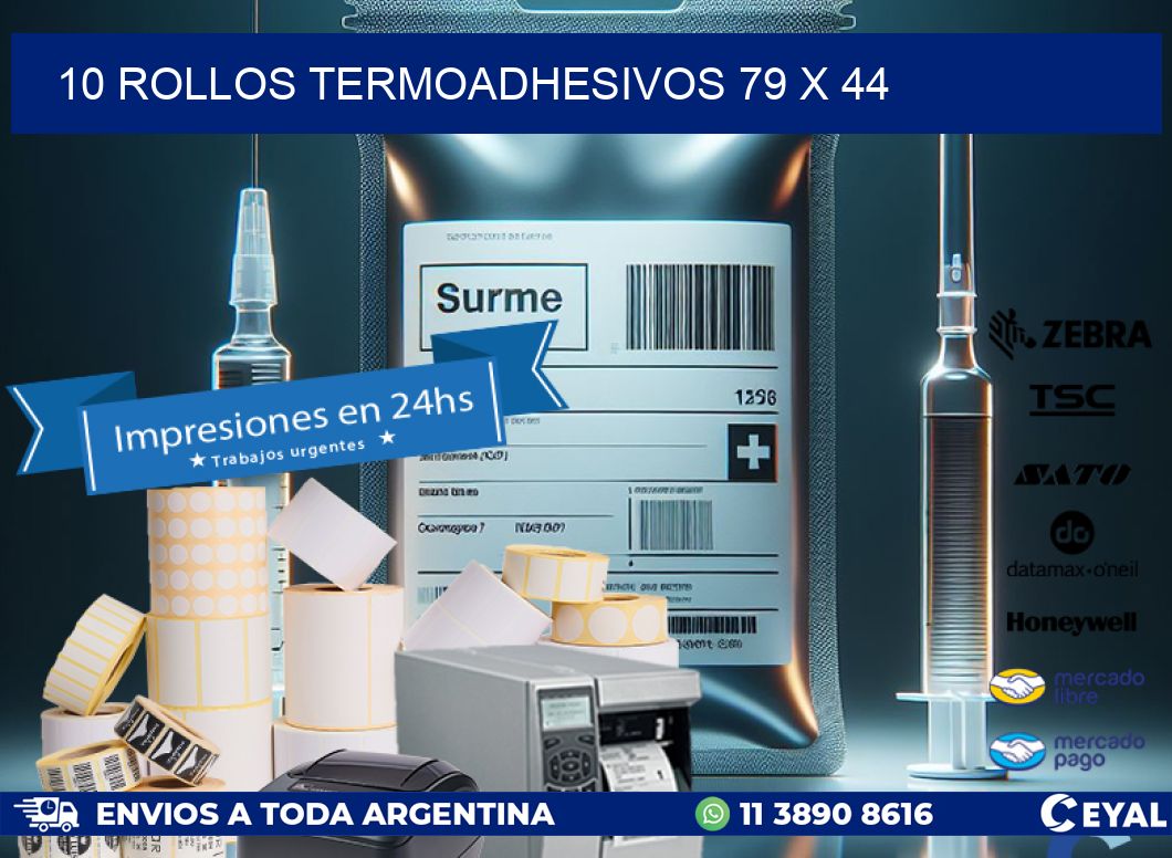 10 ROLLOS TERMOADHESIVOS 79 x 44