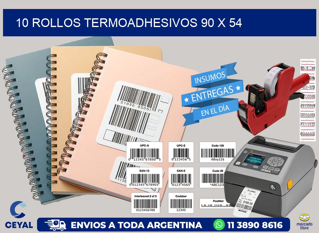 10 ROLLOS TERMOADHESIVOS 90 x 54
