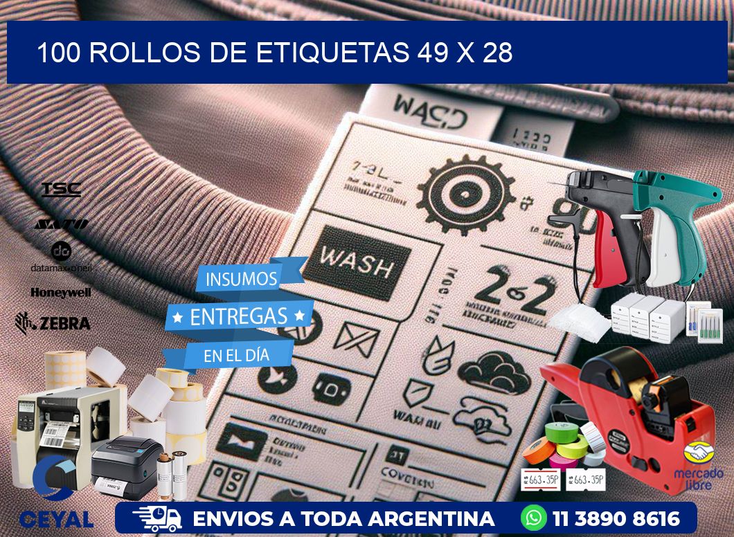 100 ROLLOS DE ETIQUETAS 49 x 28