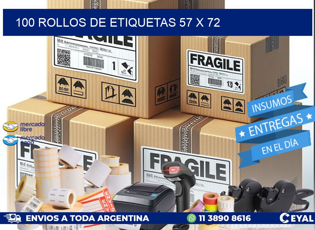 100 ROLLOS DE ETIQUETAS 57 x 72