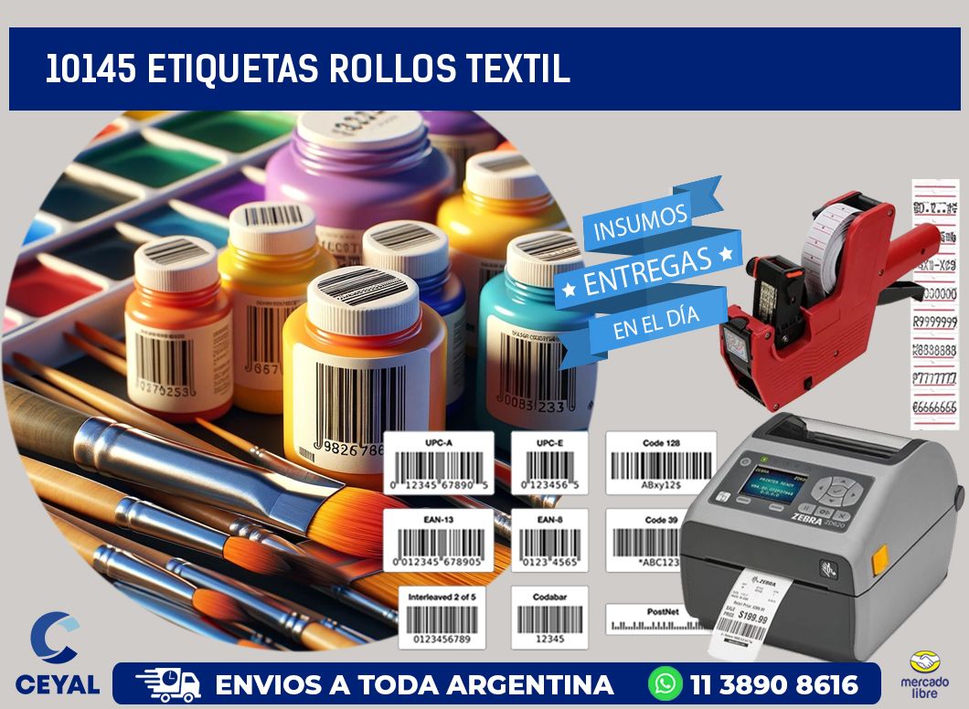10145 etiquetas rollos TEXTIL