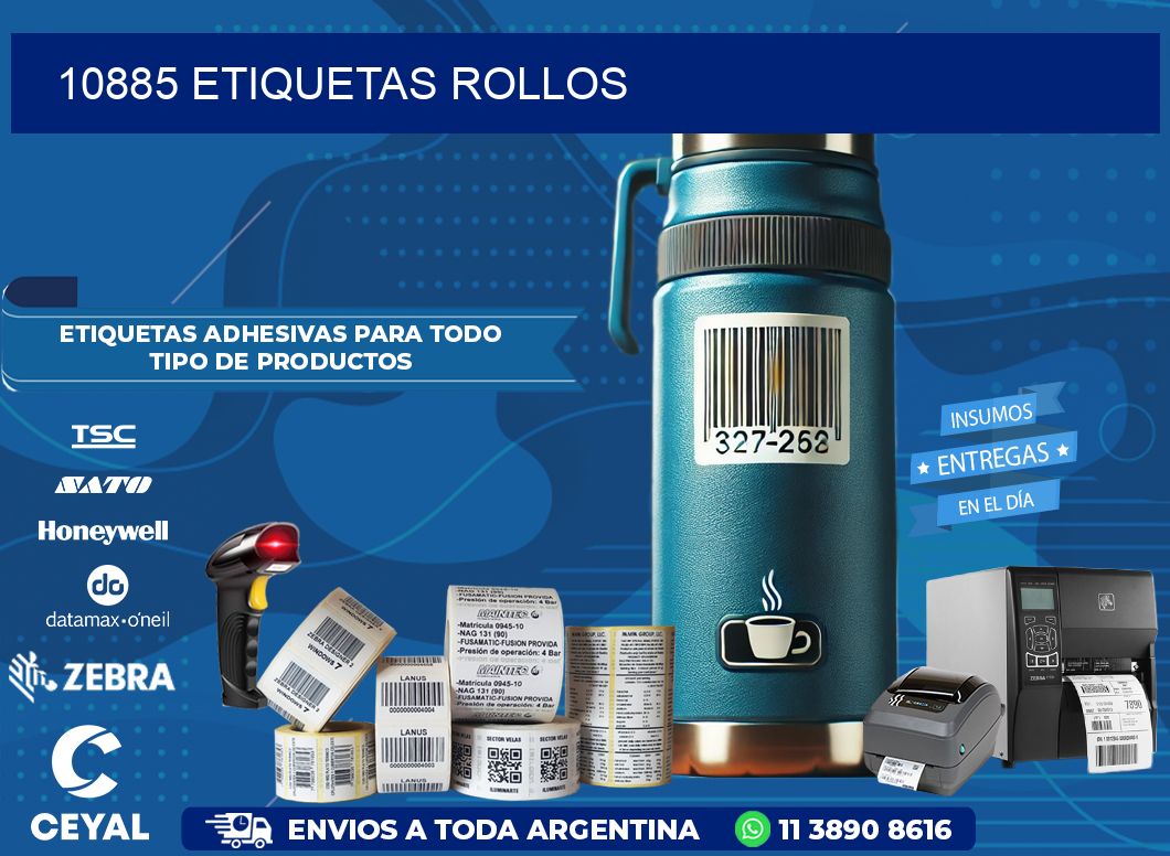 10885 etiquetas rollos