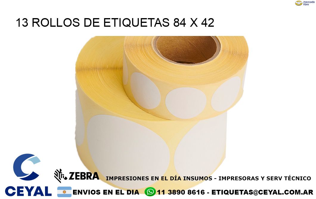 13 ROLLOS DE ETIQUETAS 84 x 42