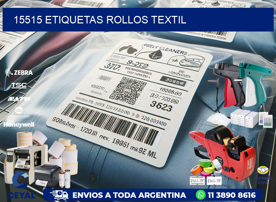 15515 etiquetas rollos TEXTIL