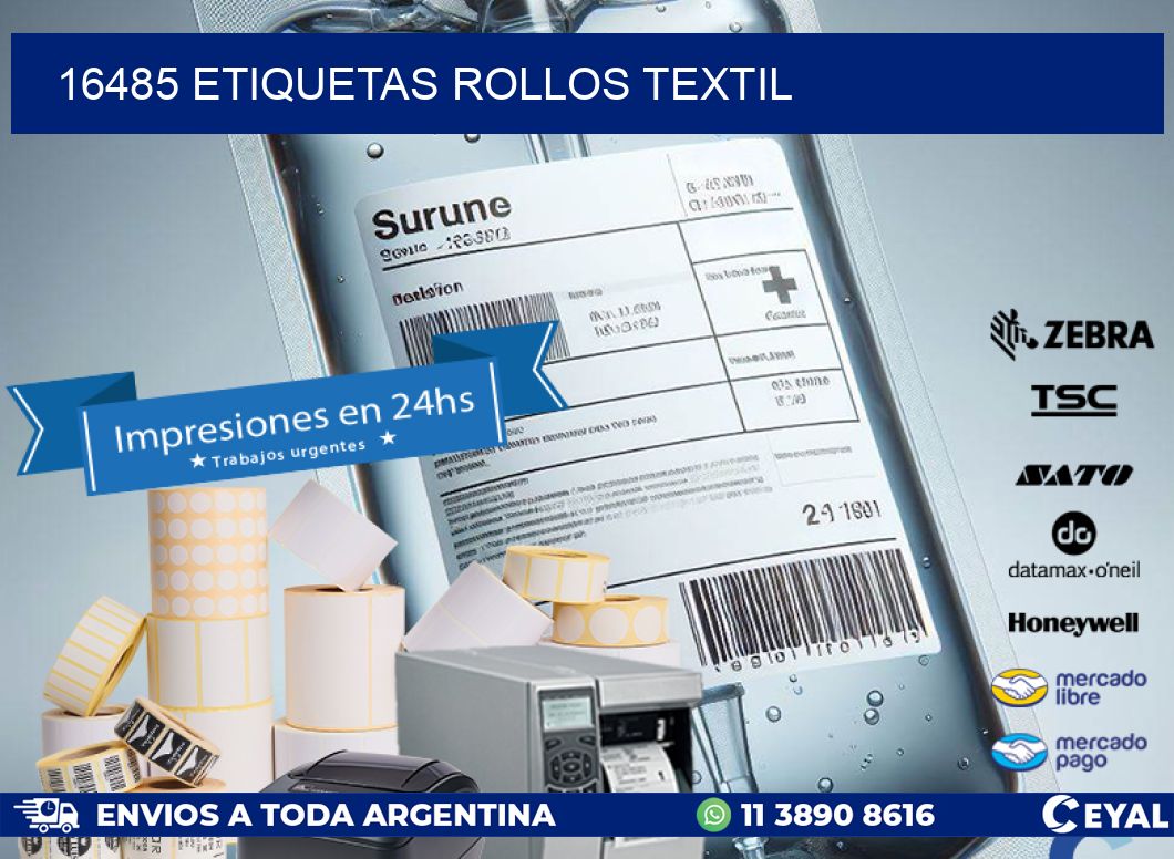 16485 etiquetas rollos TEXTIL