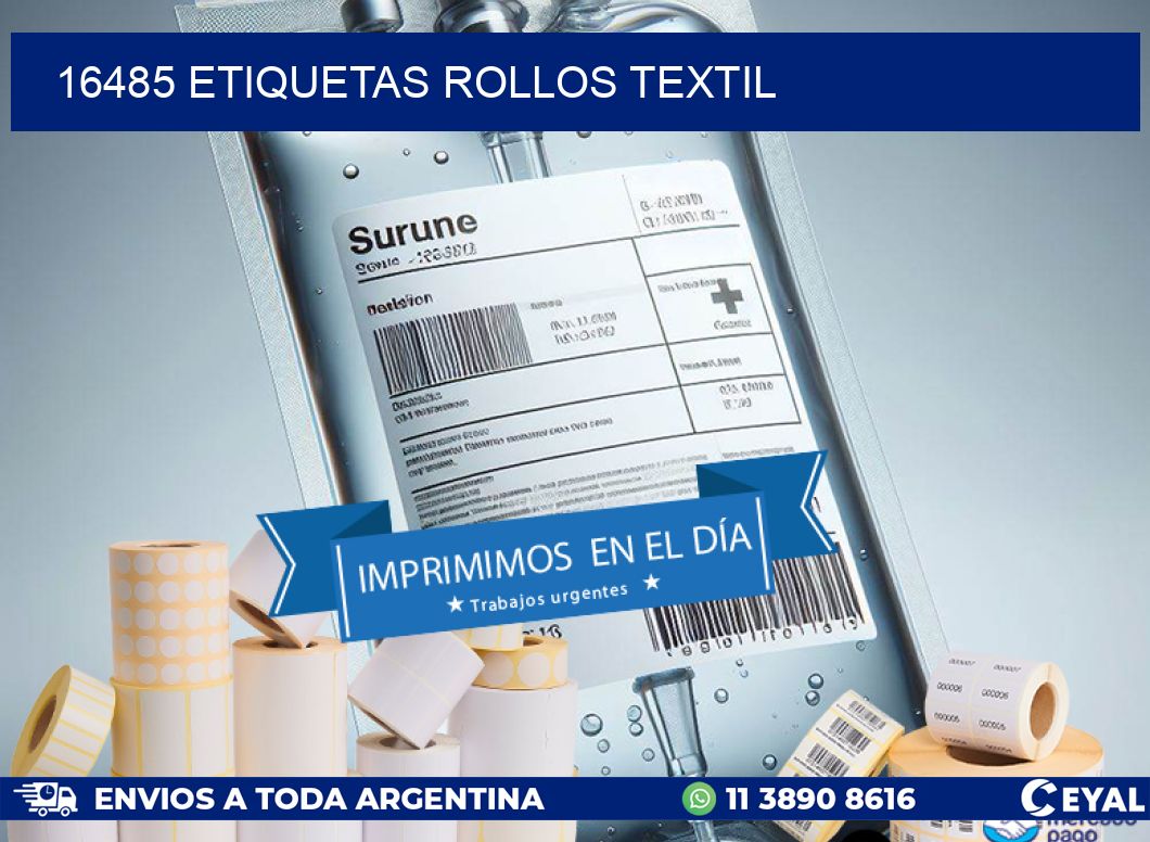 16485 etiquetas rollos TEXTIL