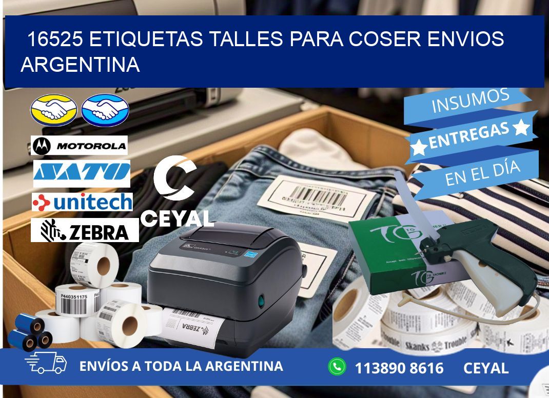 16525 ETIQUETAS TALLES PARA COSER ENVIOS ARGENTINA