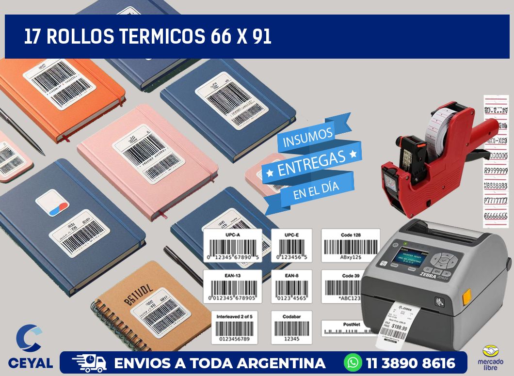 17 ROLLOS TERMICOS 66 x 91