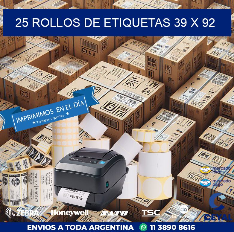 25 ROLLOS DE ETIQUETAS 39 x 92