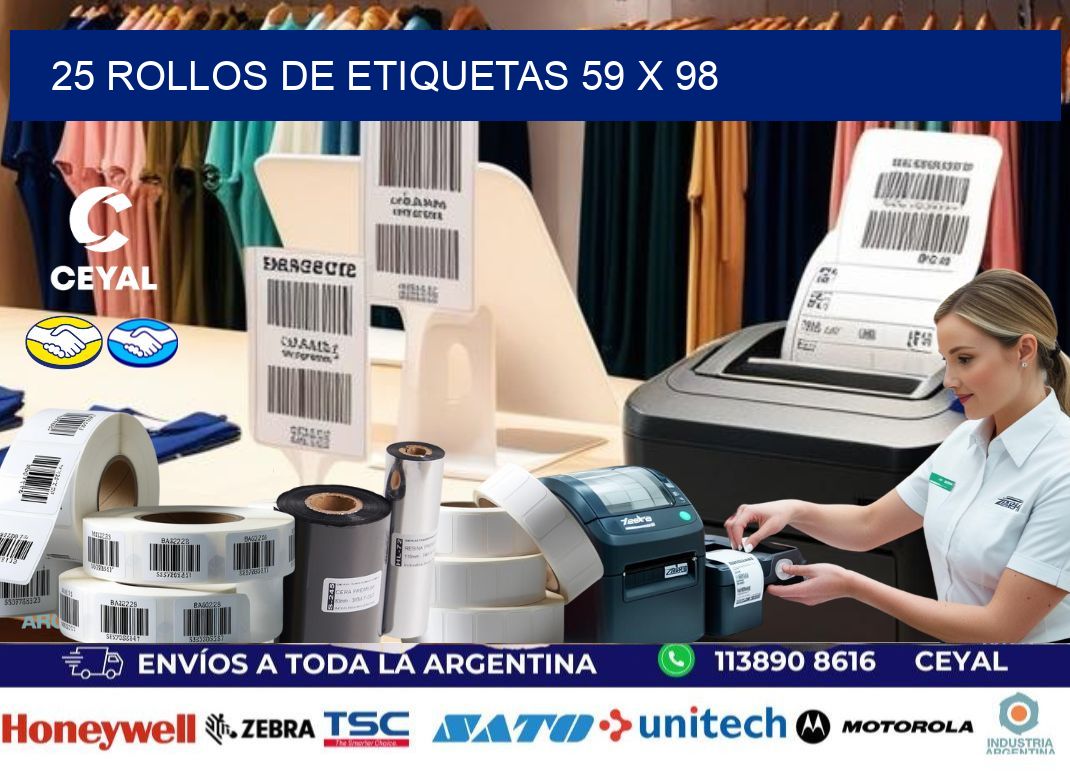 25 ROLLOS DE ETIQUETAS 59 x 98