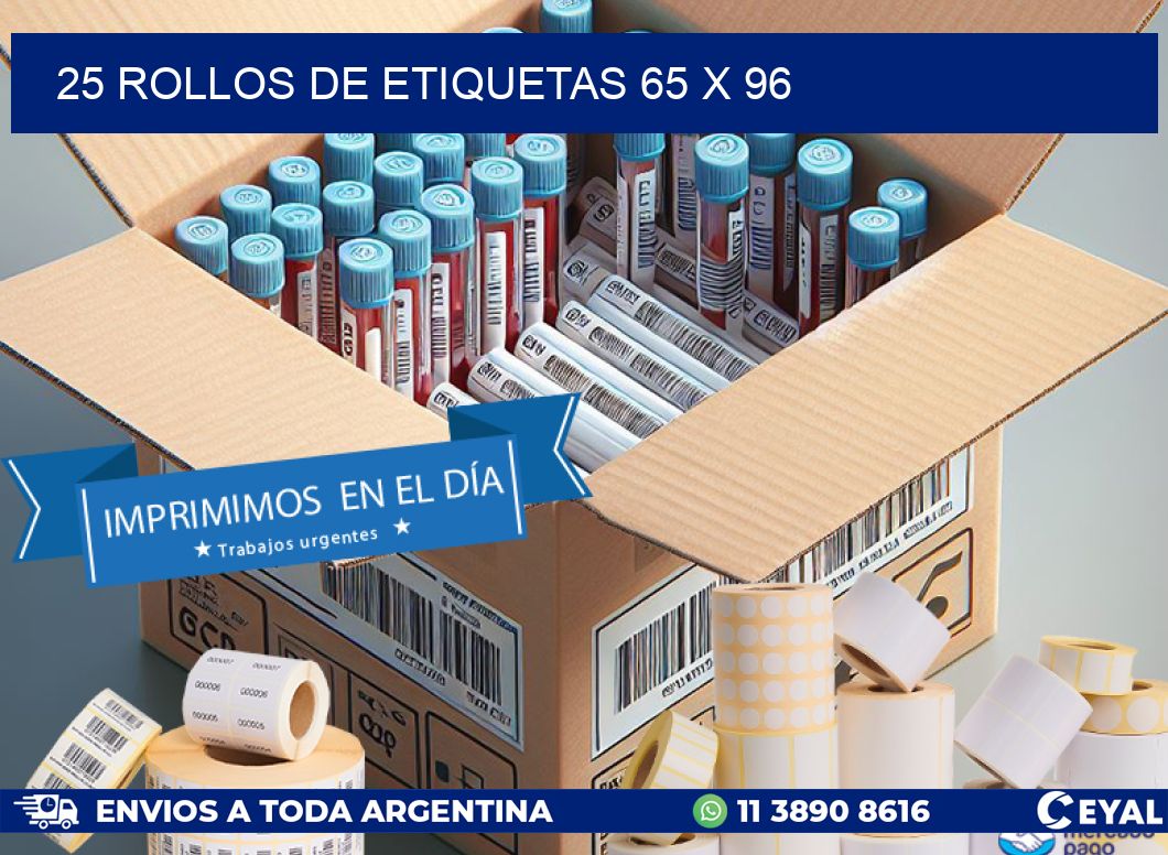 25 ROLLOS DE ETIQUETAS 65 x 96