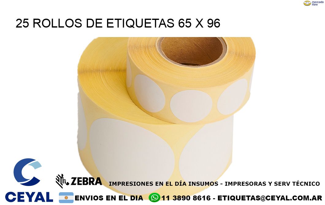 25 ROLLOS DE ETIQUETAS 65 x 96