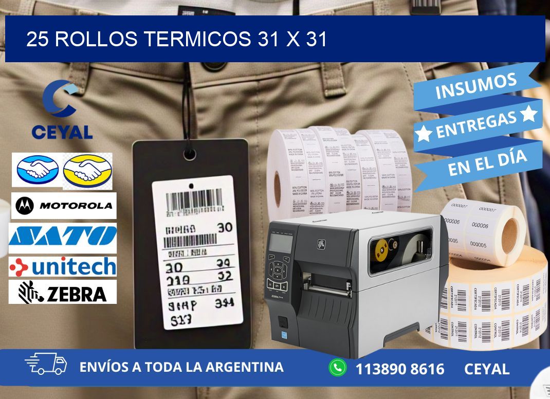 25 ROLLOS TERMICOS 31 x 31