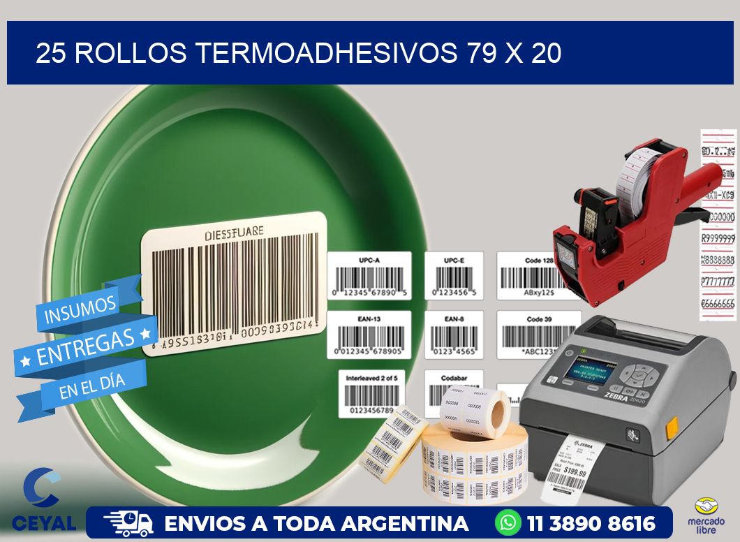 25 ROLLOS TERMOADHESIVOS 79 x 20