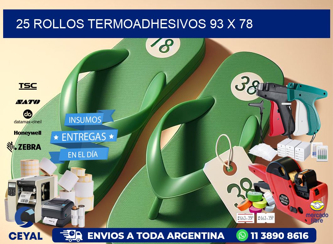 25 ROLLOS TERMOADHESIVOS 93 x 78