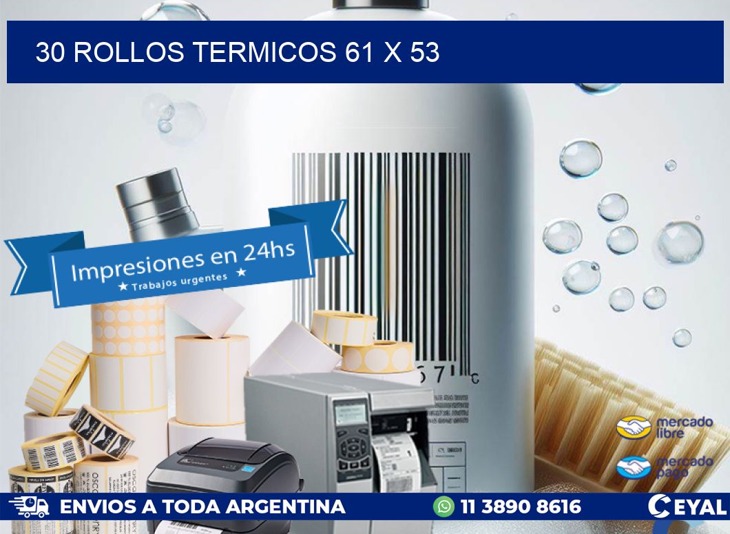 30 ROLLOS TERMICOS 61 x 53