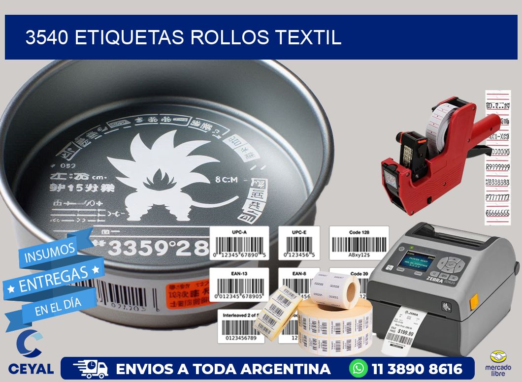 3540 etiquetas rollos TEXTIL