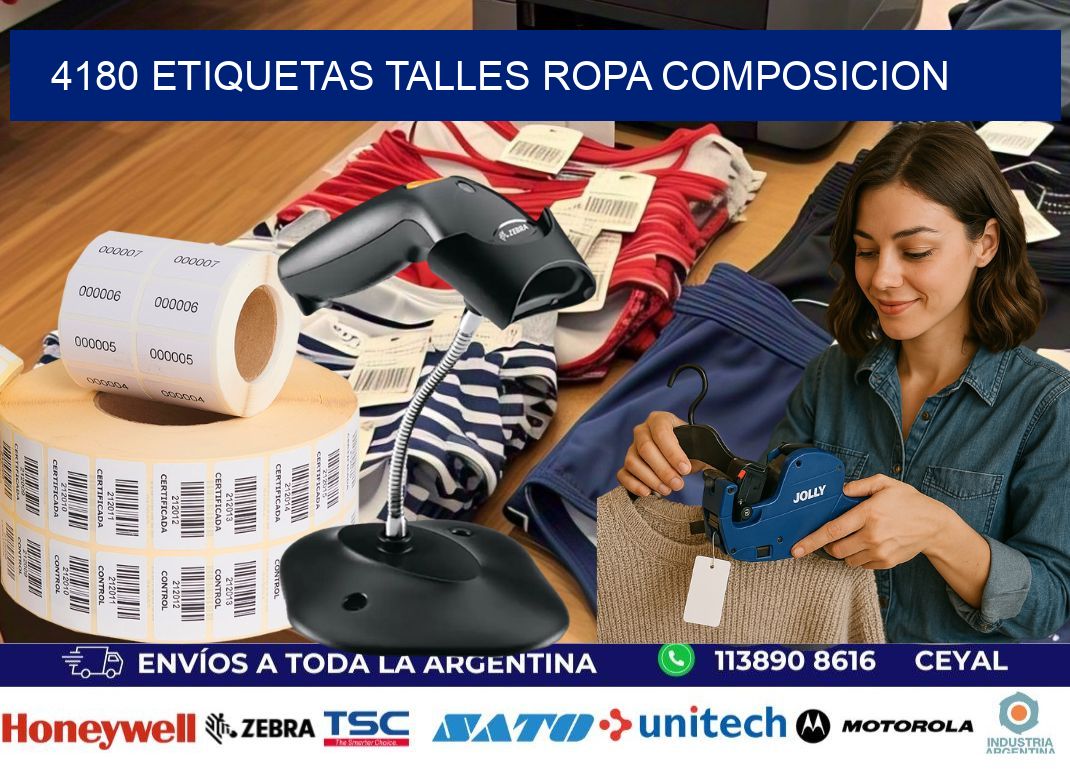 4180 ETIQUETAS TALLES ROPA COMPOSICION