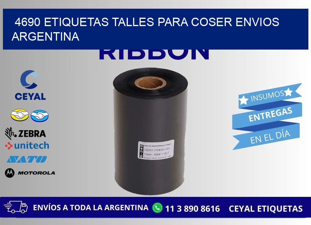 4690 ETIQUETAS TALLES PARA COSER ENVIOS ARGENTINA