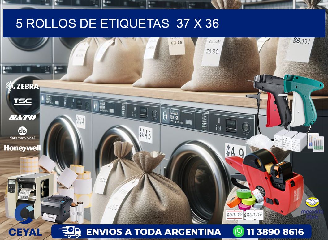 5 ROLLOS DE ETIQUETAS  37 x 36
