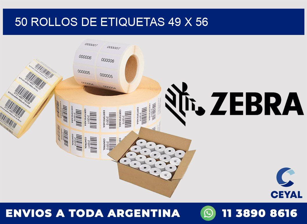 50 ROLLOS DE ETIQUETAS 49 x 56