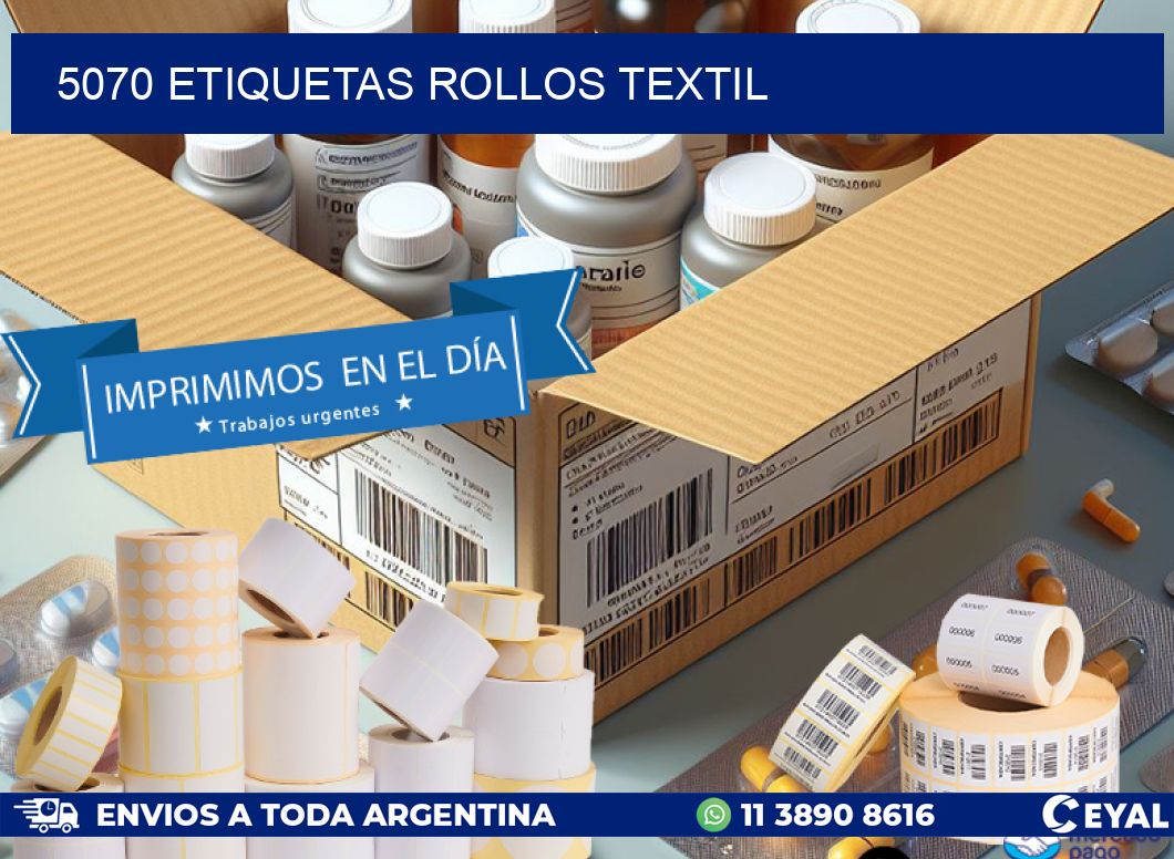 5070 etiquetas rollos TEXTIL