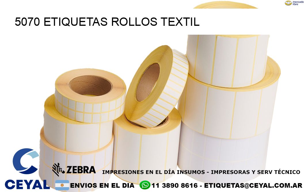 5070 etiquetas rollos TEXTIL