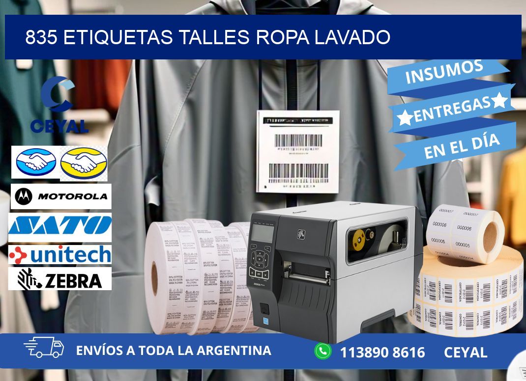 835 ETIQUETAS TALLES ROPA LAVADO