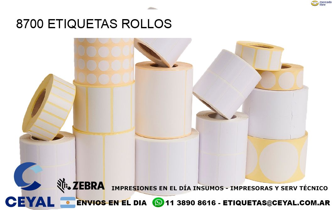 8700 Etiquetas rollos
