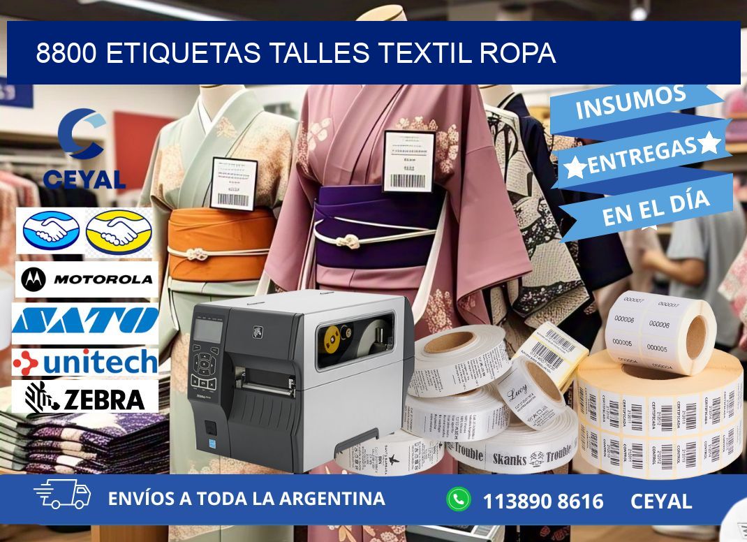 8800 ETIQUETAS TALLES TEXTIL ROPA