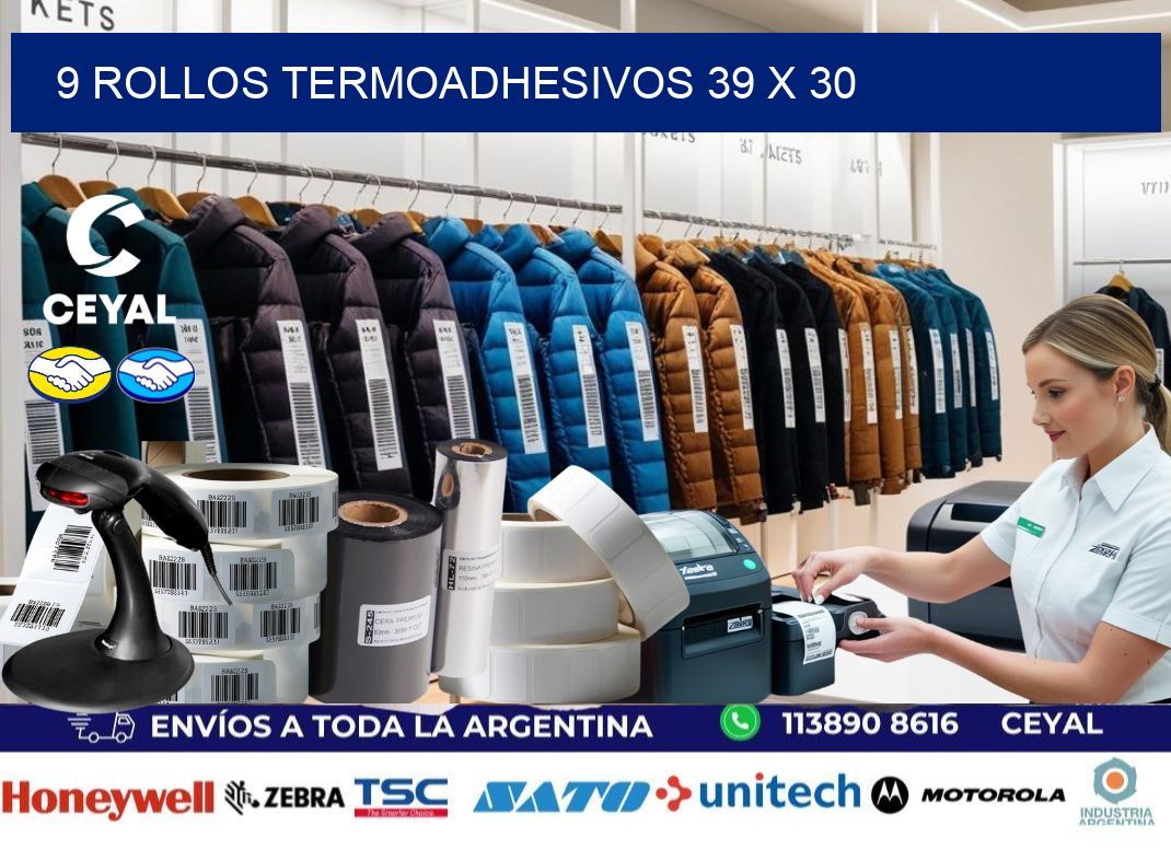 9 ROLLOS TERMOADHESIVOS 39 x 30