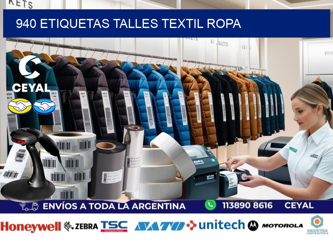 940 ETIQUETAS TALLES TEXTIL ROPA
