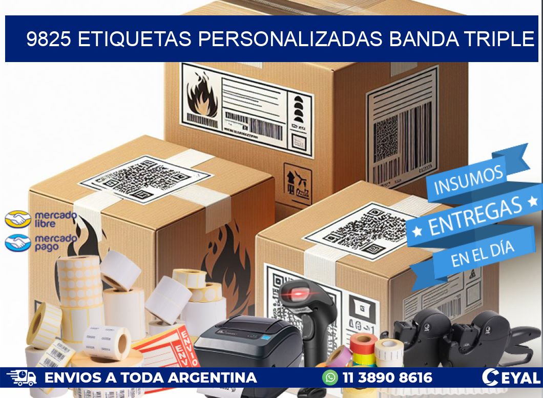 9825 Etiquetas personalizadas banda triple