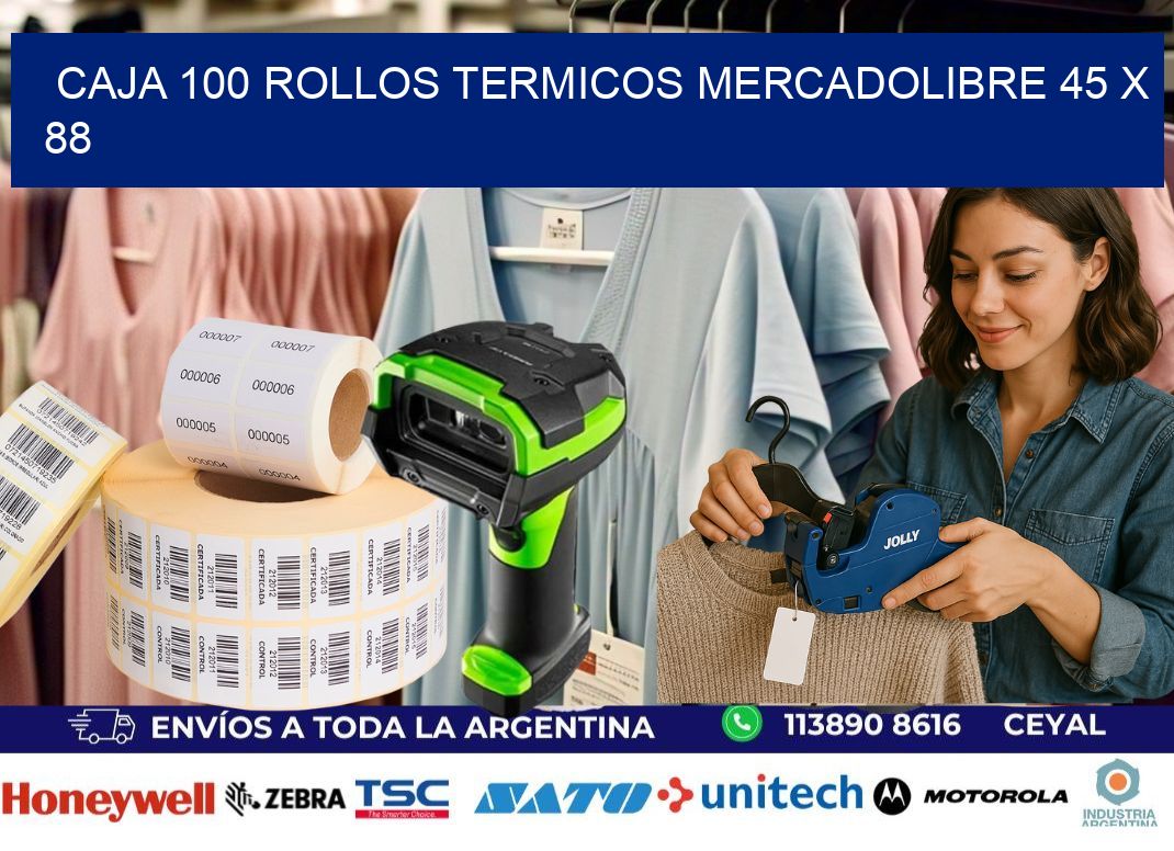 CAJA 100 ROLLOS TERMICOS MERCADOLIBRE 45 x 88