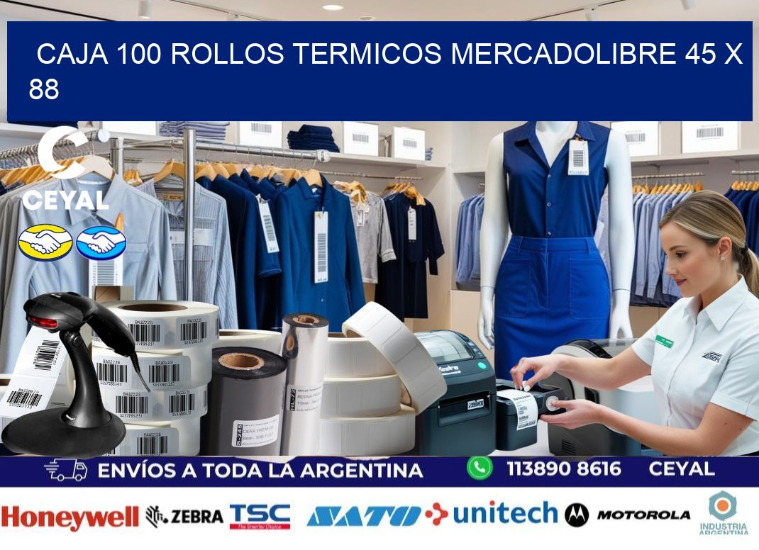 CAJA 100 ROLLOS TERMICOS MERCADOLIBRE 45 x 88