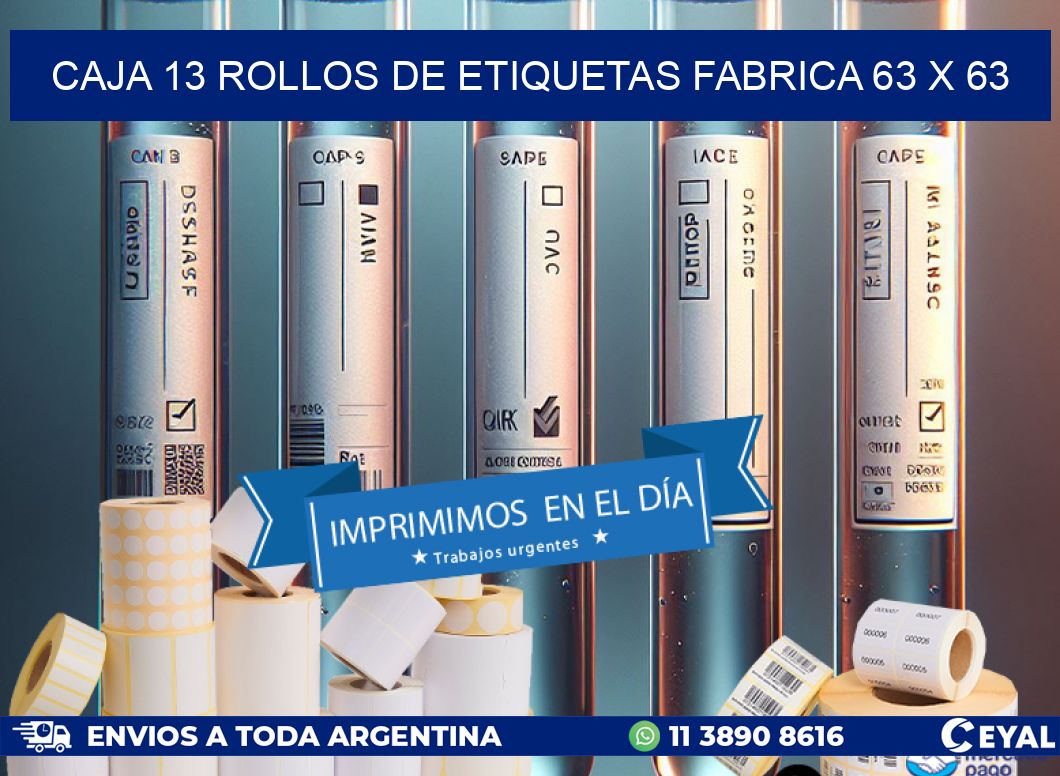 CAJA 13 ROLLOS DE ETIQUETAS FABRICA 63 x 63