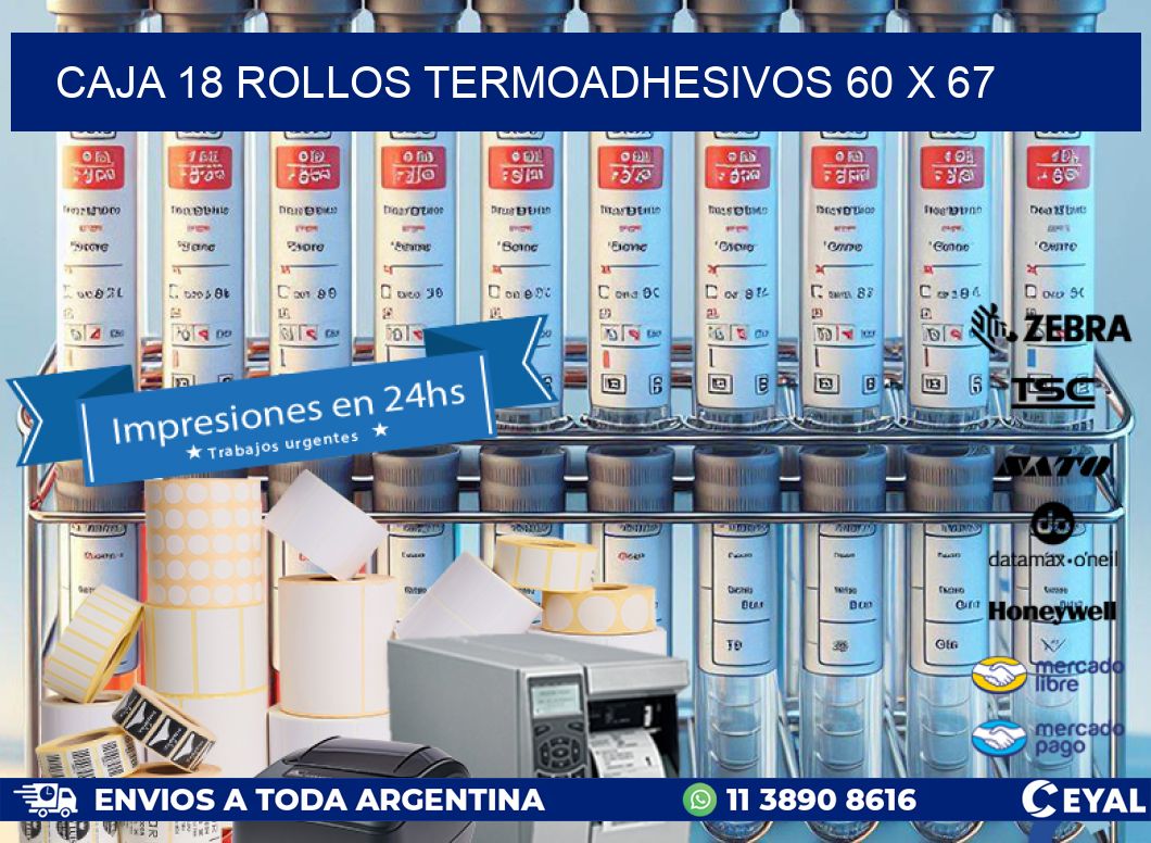 CAJA 18 ROLLOS TERMOADHESIVOS 60 x 67